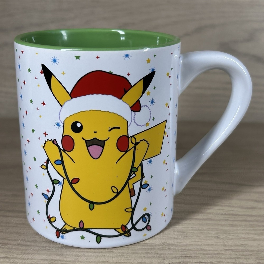 Pikachu Pokemon Holiday Santa Hat Nintendo Print Ceramic Coffee Mug 14 oz 2021